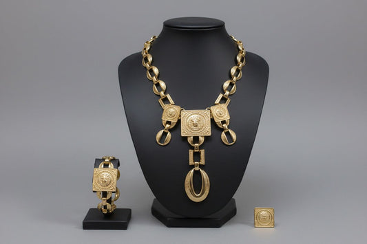 BENTIX jewelry set with gold, silver, and rose-gold bracelet, ring, and earrings displayed on a white background.