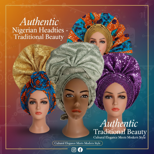 Elegant Nigerian woman wearing a beautifully styled traditional Nigerian turban showcasing creative and cultural headwrap fashion