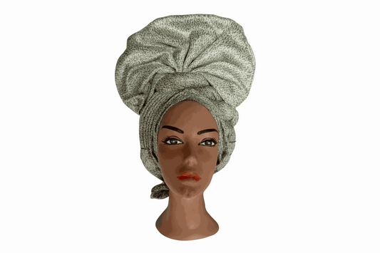 Nigerian auto-Gele headtie with silver glitter, stylish traditional Nigerian hair accessory by BENTIX, showcasing intricate wrapping and shimmer