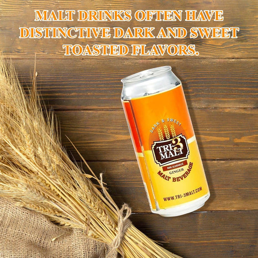 Six BENTIX TRI-3 Malt Drink cans featuring Original and Ginger flavors in a 6-pack.
