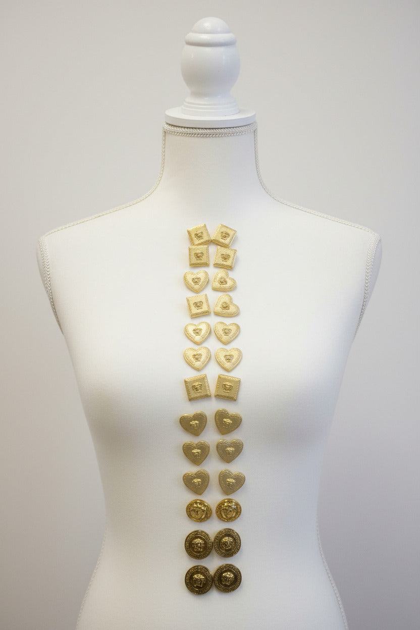 Bentix Brazilian earrings featuring various shapes in gold-tone metal with intricate design details.