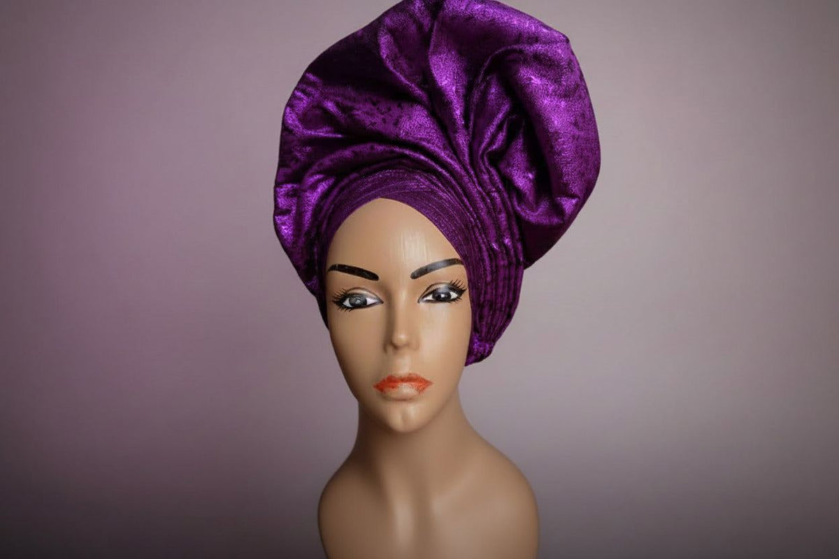 Colorful Nigerian auto-gele headties by Bentix displayed in various vibrant colors and elegant styles.