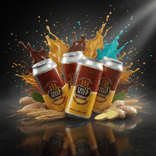 Bentix TRI-3 Malt Drink in a glass with a rich, frothy appearance, showcasing its smooth texture and dark color.